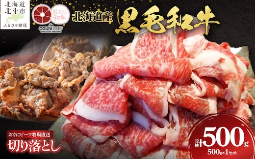 北海道産 黒毛和牛 おぐにビーフ 牧場直送 切り落とし 500g HOKQ004