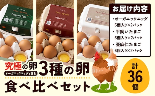 【1.33-39】究極の卵、オーガニックエッグを含む3種食べ比べセット