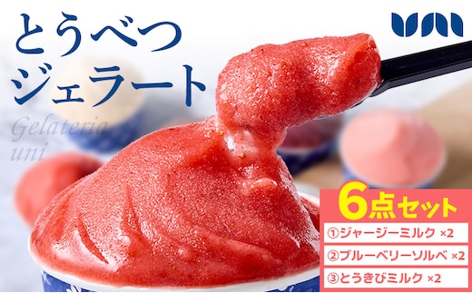 [1-341] とうべつジェラート 6点セット ジャージーミルク ブルーベリーソルベ とうきびミルク Gelateria uni 株式会社一蓮 おやつ アイス ジェラート デザート 食後 フレーバー 北海道 当別町