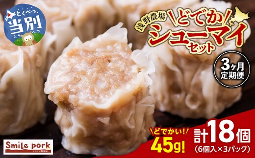 浅野農場どでかシューマイセット 計54個 (45g×18個)×3回 3ヶ月定期便 《お申し込み月の翌月から出荷開始》 豚肉 国産 ジャンボ シュウマイ 大きい BIG 大粒 肉焼売 惣菜 中華 点心 スマイル ポーク お取り寄せ グルメ しゅうまい おつまみ 食品 冷凍 お弁当 おかず_tb02-011
