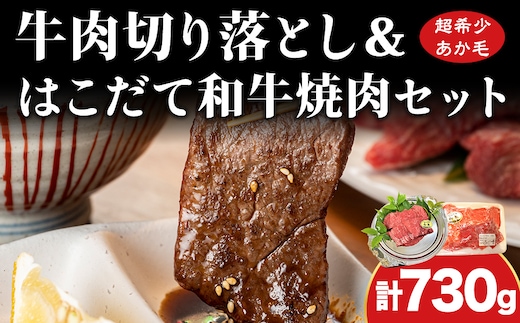 牛肉 切り落とし ＆ 焼肉 はこだて和牛 計730g 和牛 あか牛 北海道 焼き肉 焼肉セット 赤牛 牛 肉 お肉 バラ バーベキュー