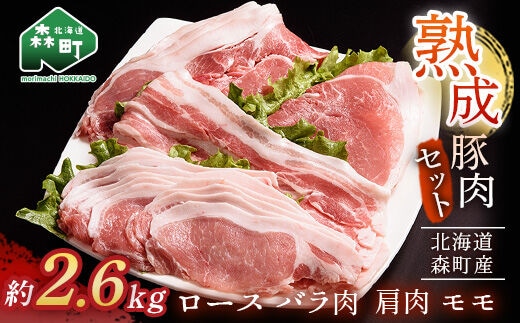 北海道産熟成豚肉セット約2.6kg＜(株)ヤマイチ佐々木精肉畜産＞ 森町 豚肉 ロース バラ 焼肉 セット 肩 モモ ふるさと納税 北海道 mr1-1084