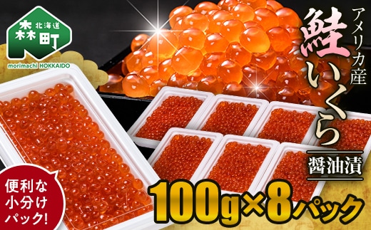 鮭 いくら 小分け 800g（100g×8）アメリカ産 ＜海鮮問屋 株式会社 瑞宝＞ いくら イクラ 小分け 醤油漬け 森町 いくら醤油漬け しょうゆ漬け 海産物 加工品 ふるさと納税 北海道 mr1-1237
