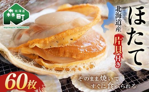北海道・噴火湾・森産 冷凍ほたて片貝60枚＜海鮮問屋 株式会社 瑞宝＞ 森町 ほたて 帆立 ホタテ 海産物 魚貝類 ふるさと納税 北海道 mr1-0917