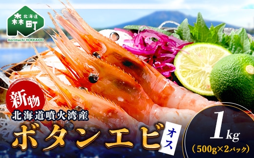 【新物】冷凍ボタンエビ（オス）1kg（500g×2） ＜海鮮問屋 株式会社 瑞宝＞ えび エビ 海老 ぼたんえび ぼたん海老 ボタン海老 ボタンエビ ぼたんエビ 牡丹海老 北海道 森町 ふるさと納税 北海道 mr1-1407