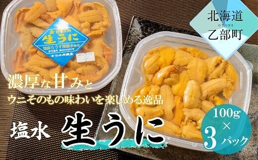 ＜小川の塩水ウニ 100g×3パック＞ ミョウバン不使用！工場直送