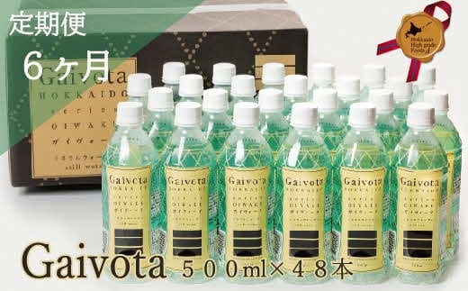 ＜定期便 Gaivota2箱(500ml×48本)×6回＞北のハイグレード食品 天然シリカ水 ミネラルウォーター 軟水 北海道産 北海道 乙部町 天然水 美容 ケイ素 無添加 シリカ ガイヴォータ 美肌 ミネラル 口当たり まろやか 備蓄 災害用 非常用 リピーター 6か月 備蓄 災害用 非常用