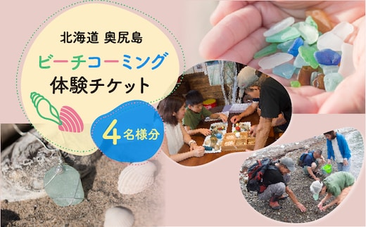 ビーチコーミング体験 奥尻島 【4名様】 体験 チケット 体験型 返礼品 シーグラス ガラス片 貝殻 貝がら 流木 漂着物 クラフト素材 自然体験 アクティビティ ガイド 離島 探索 観光 旅行 海辺 浜辺 島旅 自由研究 思い出 ファミリー 北海道 奥尻町 OKS19-003