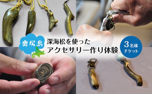 深海松を使ったアクセサリー作り体験 3名様 奥尻島 体験 チケット 体験型 返礼品 虹色サンゴ 深海サンゴ レインボーコーラル しんかいまつ 珊瑚 希少素材 天然素材 ハンドメイド ものづくり 加工体験 離島 観光 旅行 自由研究 北海道 奥尻町