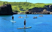 SUP&カヤック絶景ツーリングコース 1名様分 (150分：温泉チケット付) 手ぶらでOK [電子チケット] 体験チケット | シーカヤック サップ アクティビティ チケット マリンスポーツ ウォーター スポーツ アウトドア 体験 初心者 初体験 | 北海道 奥尻町 送料無料