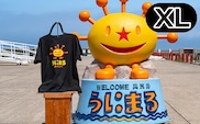 うにまるTシャツ ブラック XLサイズ 奥尻島 ゆるキャラ ご当地 マスコット キャラクター うにまる メンズ レディース ユニセックス ご当地T キャラT Tシャツ 半袖 | 北海道 奥尻町 送料無料