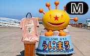 うにまるTシャツ (奥尻MAPデザイン) ピンク Mサイズ  奥尻島 ゆるキャラ ご当地 マスコット キャラクター うにまる メンズ レディース ユニセックス ご当地T キャラT Tシャツ 観光マップ マップ プリント スーベニア 半袖 | 北海道 奥尻町 送料無料