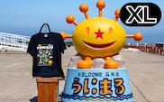 うにまるTシャツ (奥尻MAPデザイン) ネイビー XLサイズ  奥尻島 ゆるキャラ ご当地 マスコット キャラクター うにまる メンズ レディース ユニセックス ご当地T キャラT Tシャツ 観光マップ マップ プリント スーベニア 半袖 | 北海道 奥尻町 送料無料