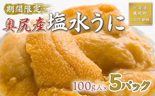 【2026年7月上旬頃より順次発送】北海道奥尻産「キタムラサキウニ」100g×5パック (塩水パック)【期日指定不可】 OKUH013