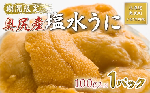 【2026年7月上旬頃より順次発送】北海道奥尻産「キタムラサキウニ」100g×1パック(塩水パック)【期日指定不可】 OKUH016