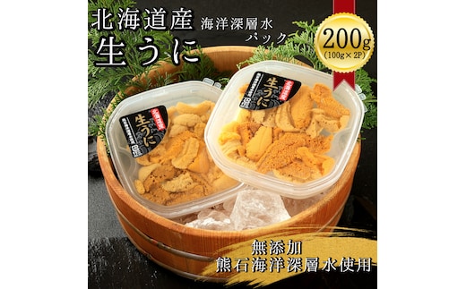 【2026年7月1日から順次発送】【海洋深層水使用】北海道産 生うに 100g×2個 キタムラサキウニ 直送 旬 パスタ 寿司 焼き うに丼 海鮮 せたな町 ふるさと納税