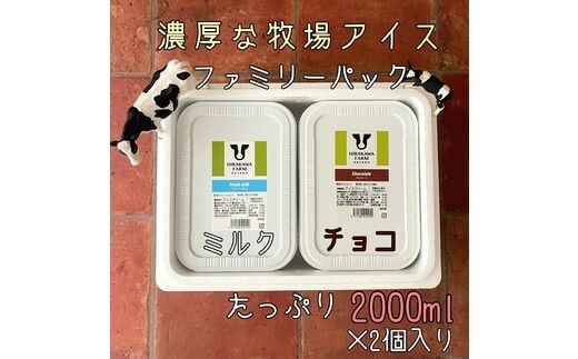 【北海道産搾りたて生乳使用】ひらかわ牧場のアイスクリーム 2個セットC フレッシュミルク チョコ 2Lパック ファミリー デザート スイーツ お取り寄せ ギフト せたな町 ふるさと納税