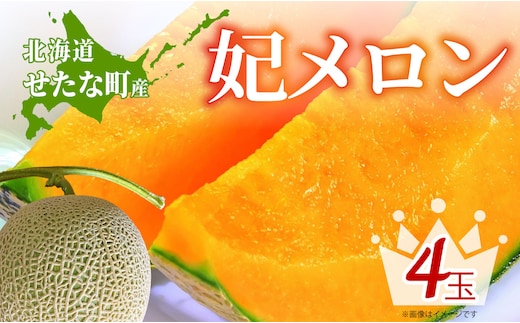 【2026年8月上旬から順次発送】【北海道産極旨メロン】妃メロン 4玉 メロン 旬 野菜 赤肉 ジュース アールスメロン 産地直送 せたな町 ふるさと納税
