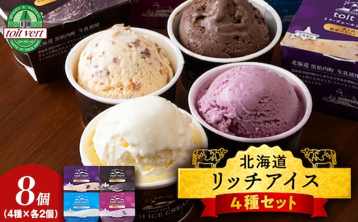 リッチアイスクリーム 8個セット（100ml）【 4種 × 各2個】アイス スイーツ おやつ 冷凍 食べ比べ