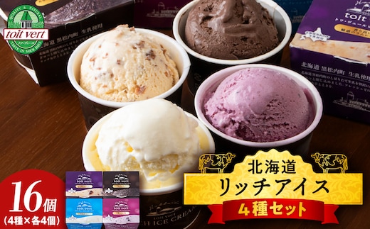 リッチアイスクリーム 16個セット（100ml）【 4種 × 各4個】アイス スイーツ おやつ 冷凍 食べ比べ
