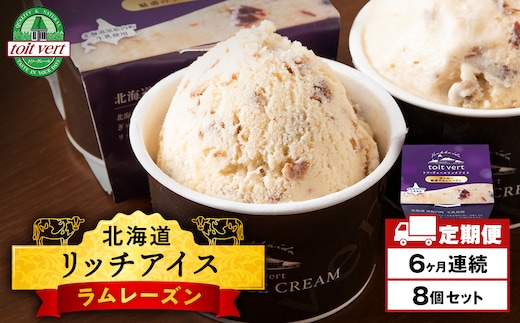 【定期便6ヶ月】リッチアイスクリーム 香り高い魅惑のラムレーズン 8個セット（100ml）