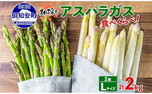 【2026年発送】 アスパラガス 北海道 グリーン AL ホワイト 2級品大・中 各1kg 食べ比べ セット 計2kg 春 限定 旬 朝採り 新鮮 野菜 アスパラ ギフト gift 産地直送 産直 お取り寄せ 詰め合わせ 送料無料