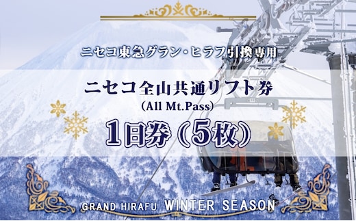 ニセコ 全山共通 リフト券 All Mt.Pass 1日券 【5枚】 2025-2026シーズン スキー リフト券 スポーツ 羊蹄山 雪 パウダースノー ニセコ 倶知安町 スキー場 冬山 雪山 ウインタースポーツ スノボ 