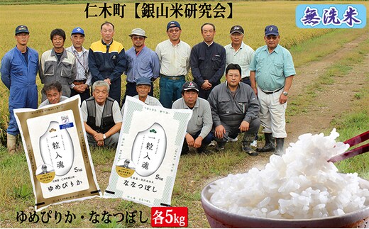 【2025年産米】銀山米研究会の無洗米＜ゆめぴりか＆ななつぼし＞セット（計10kg） ご飯 ライス 白米 ブランド米 おにぎり お弁当 北海道産 産地直送 時短 朝ごはん 夜ごはん 昼ごはん [株式会社 松原米穀]