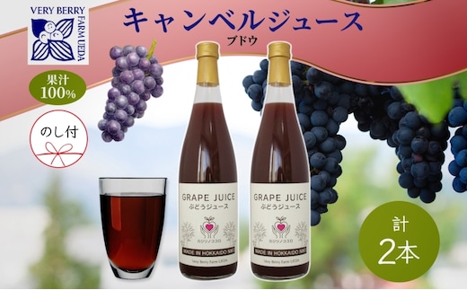 無地熨斗 ぶどうジュース 710ml 2本 セット キャンベルアーリー 葡萄 ブドウ 果汁 100％ お取り寄せ ギフト 新鮮 北海道 仁木町