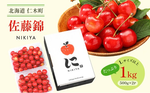 先行受付 北海道 仁木町産 さくらんぼ 佐藤錦 1kg（500g×2）Lサイズ以上 ジューシー 旬のフルーツ 旬の果物 国産 日本産 サクランボ チェリー フルーツ 果物 果物類 ギフト 仁木町 [ジャパーナプランニング株式会社]