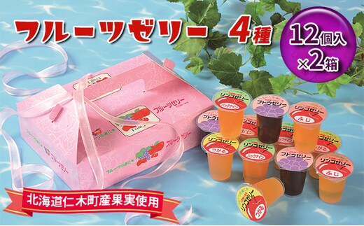【2箱】フルーツゼリー 全24個（北海道仁木町産果実使用）ゼリー ブドウ ぶどう リンゴ りんご おやつ おかし スイーツ フルーツ 果物 [JA新おたる]