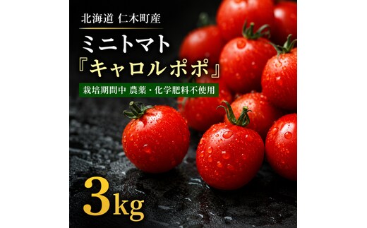 ミニトマト「キャロルポポ」3kg 栽培期間中 農薬・化学肥料不使用 北海道 仁木町 トマト ミニトマト 野菜 [自然農園]