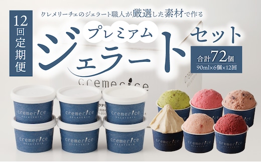 【定期便12回】プレミアムジェラートセット合計72個 90ml×6個×12回 北海道ギフト_ Y032-0012