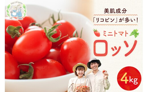 【先行予約2026年7月】おやつに最適！ 甘くてジューシー！ Nicoロッソ 4kg ヘタなしミニトマト 甘くて果肉たっぷり_Y124-0026