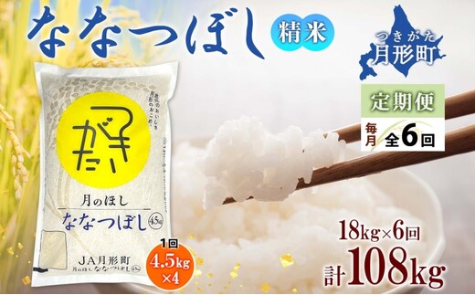 北海道 定期便 6ヵ月連続6回 令和5年産 ななつぼし 4.5kg×4袋 特A 精米