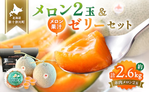 【数量限定】 赤肉メロン２玉・ミニメロンゼリーセット【令和8年７月～８月上旬発送】【1201706】