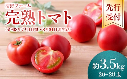 《先行受付》清野ファームの完熟トマト 20～28玉（約3.5kg）【令和8年7月1日頃～8月31日頃発送】【1800102】