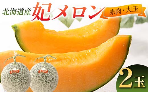 【先行予約】令和8年産 妃メロン 赤肉 大玉 2玉（令和8年7月下旬～8月中旬発送予定） 北海道 n-0189