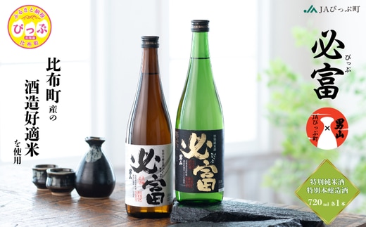 「必富（ぴっぷ）」特別純米酒・特別本醸造酒 720ml 各1本【JAぴっぷ町】地酒 お酒 日本酒 やや辛口 化粧箱 セット 詰め合わせ 男山酒造 彗星 北海道 比布町 ぴっぷ 1001-002