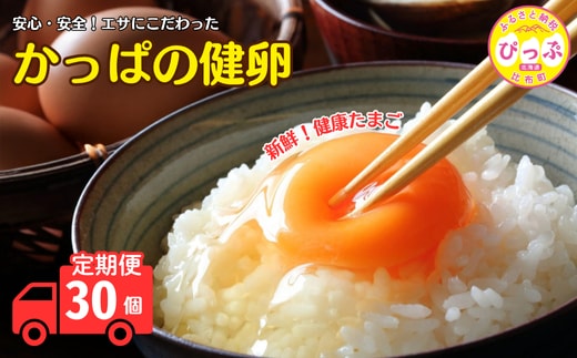 かっぱの健卵 30個 3か月定期便【大熊養鶏場】たまご 卵 玉子 タマゴ 生卵 こだわり 卵かけご飯 TKG 国産 お取り寄せ 北海道 比布町 ぴっぷ 1006-006