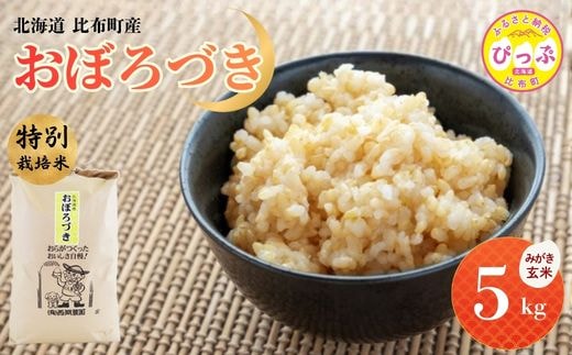 令和7年産 特別栽培米 おぼろづき みがき玄米 5kg【西間農園】玄米 お米 米 北海道産 北海道米 国産 コメ JGAP認証農場 北海道 比布町 ぴっぷ 1005-011