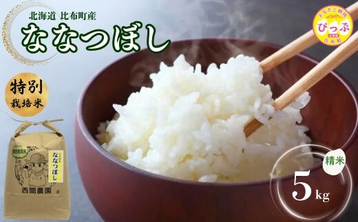 【令和8年産 新米先行受付】 特別栽培米 ななつぼし 精米 5kg【西間農園】 米 お米 北海道産 北海道米 特Aランク 国産 白米 コメ JGAP認証農場 北海道 比布町 ぴっぷ 1005-021