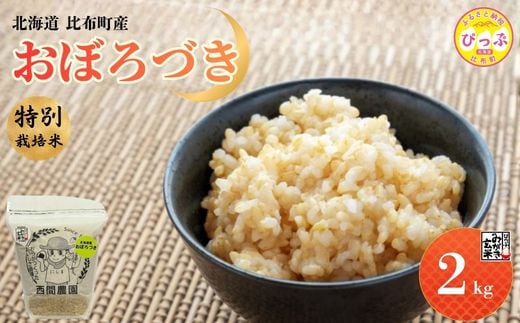 【令和8年産 新米受付】 特別栽培米 おぼろづき みがき玄米 2kg【西間農園】玄米 お米 米 北海道産 北海道米 国産 コメ JGAP認証農場 北海道 比布町 ぴっぷ 1005-064
