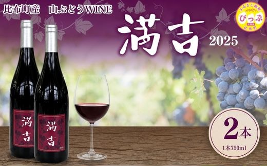 「満吉 2025」(750ml) 2本【ドメーヌ満吉】 日本ワイン 赤ワイン 山ぶどう 果実味 濃い 凝縮感 酸味 渋味 北海道 比布町 ぴっぷ 1030-002