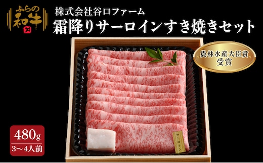 【農林水産大臣賞受賞】 ふらの和牛【霜降りサーロイン】すき焼きセット480g（3～4人用）≪梅≫ お肉 牛肉 