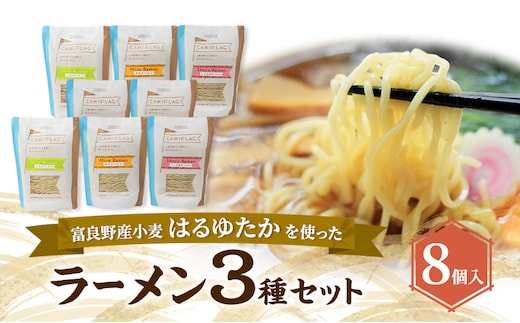 上富良野町産 はるゆたか ラーメンセット[ラーメン8個] 自社農園産小麦 ラーメン スープ セット 小麦 はるゆたか 麺類 詰め合わせ 北海道 上富良野町