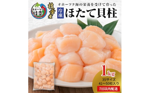 【枝幸ほたて】冷凍ほたて貝柱1kg 3Sサイズ 枝幸水産加工業協同組合【 冷凍 貝柱 刺身 大 魚介 海 帆立 北海道 オホーツク 枝幸 】