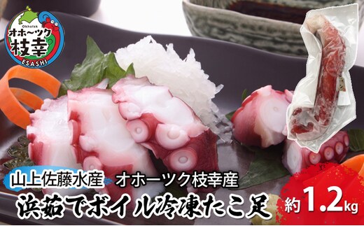 浜茹でボイル冷凍たこ足 約1.2kg［オホーツク枝幸産］山上佐藤水産 【 たこ タコ 脚 海鮮 魚貝類 北海道 オホーツク 枝幸 】