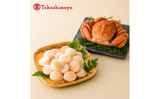 《高島屋選定品》枝幸産毛ガニ1尾450g前後・刺身用玉冷ホタテ貝柱500g前後セット【 毛ガニ 蟹 魚貝類 帆立 北海道 オホーツク 枝幸 】