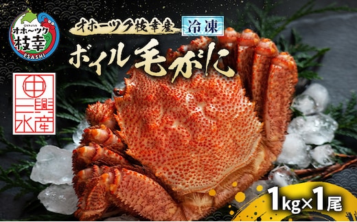 オホーツク枝幸産 冷凍ボイル毛がに 1kg×1尾［三興水産］濃厚な蟹味噌【 カニ 蟹 毛ガニ 毛がに 毛蟹 かにみそ 蟹味噌 ボイル 茹で 冷凍 北海道 枝幸 特大 ギフト 】